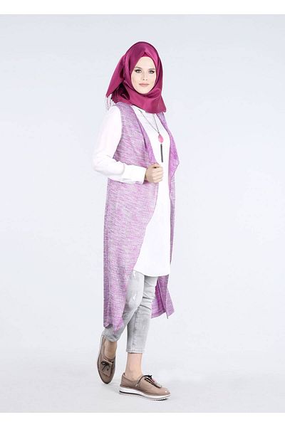 TRENDTESETTÜR Women's Fuchsia T 4484 Suno Hijab 10019 2-Piece Tunic