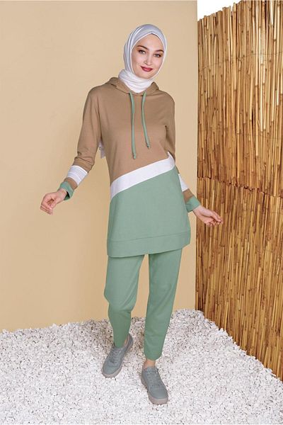 TRENDTESETTÜR Γυναικεία Πράσινη (MINT) Τρίχρωμη Φόρμα Φόρμας 0455