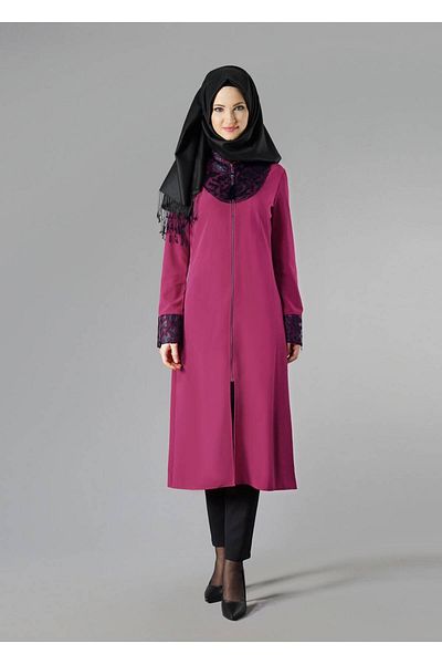 TRENDTESETTÜR Women's Fuchsia Zippered Laced Tunic 4791