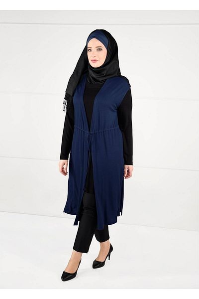 TRENDTESETTÜR Γυναικείο τουνίκ Navy Blue Indigo - Σετ με κορδόνια μέσης 2 2632