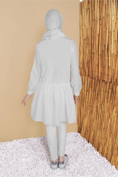 TRENDTESETTÜR Γυναικεία λευκή φούστα με βολάν Casual Tunic 5165