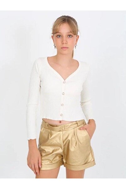 Marions Pantaloni scurți din piele aurii cu două picioare pentru fetiță