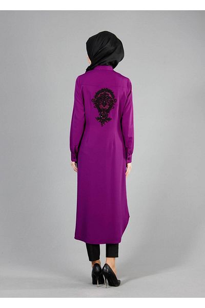 TRENDTESETTÜR Women's Purple (A.MOR) T 4770 Sheraton Hijab Tunik