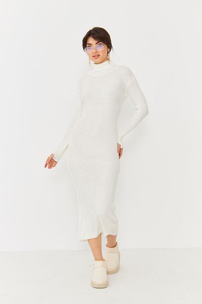 brako tekstil Rochie lungă de tricotaj cu nervuri pentru femei, cu detaliu cu degetele