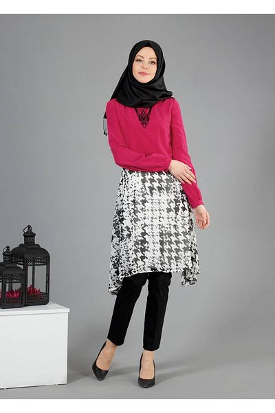 TRENDTESETTÜR Women's Fuchsia T 4642 Criss Tunic