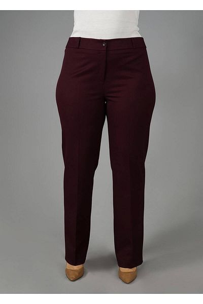 TRENDTESETTÜR Women's Purple (K.DAMSON) Pipe Leg Intermediate Waist Fabric Trousers 7026