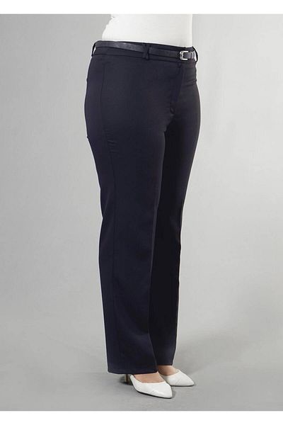 TRENDTESETTÜR Women's Navy Blue 7919 Fabric Trousers