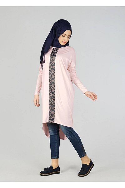 TRENDTESETTÜR Powder Colored Women's Tunic 4529 - Salmon Patterned