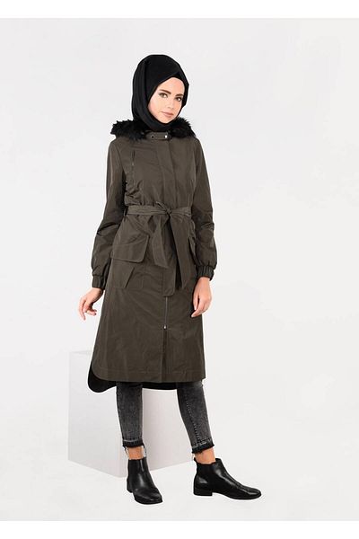 TRENDTESETTÜR Καμπαρντίνα με λαστιχένιες μανσέτες και βελούδινη λεπτομέρεια 1947