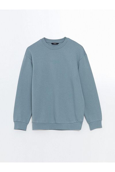 LC Waikiki Ανδρικό φούτερ LCW Casual Matte Blue Crew με λαιμόκοψη μακρυμάνικο