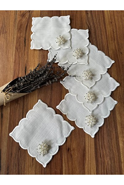 NURHAN HOME COLLECTION 6 бр перлени салфетки за сервиране на коктейл