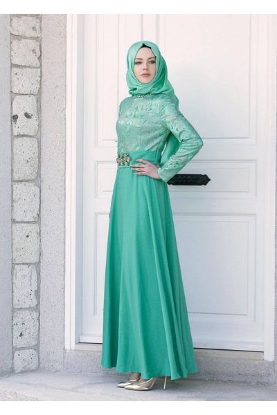 TRENDTESETTÜR Rochie de seară verde (MINT) pentru femei, cu decolteu și bretele, rochie de seară 5009