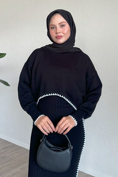 InStyle Σετ Πλεκτό Διπλό Μαύρο Πλεκτό