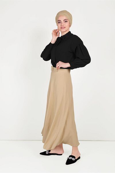 TRENDTESETTÜR Γυναικεία φούστα με ζώνη καφέ (CAMEL) 60087