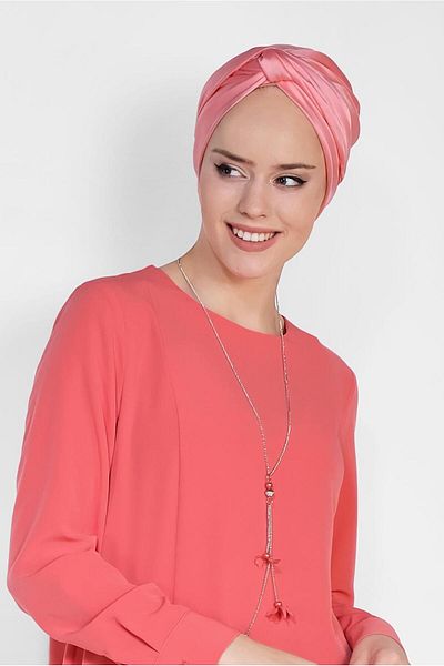 TRENDTESETTÜR Orange Peach Asymmetrical Necklace Women's Tunic - T 4862