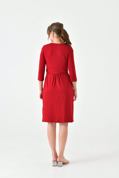 MAMAYAGA Women's Long Sleeve Suitable for Breastfeeding Detail Hijab Viscose Comfortable Stylish Midi Maternity Dress