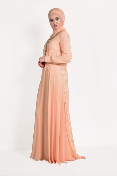 TRENDTESETTÜR Women's Powder (SOMON) Lace Back Evening Dress 5352
