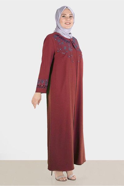 Alvina Crepe Dress - Stone Printed, Model 20245