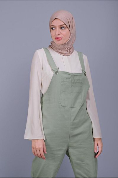 TRENDTESETTÜR Green MINT Γυναικείο τζιν Salopet με τσέπες 432