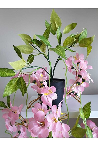 Ekozi Home Saksıda Yapay Çiçekli Sarkan Bitki Doğal Görünümlü 5 Dal 100 Cm