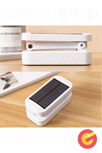GüncelÇarşı Güneş Enerjili Solar 3 Modlu Masa Lambası USB Şarjlı Katlanır Kitap Okuma Yatak Başı Okuma Lambaları