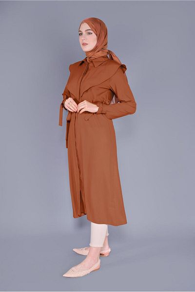 TRENDTESETTÜR Orange (Orange) Women's Long Tunic with Lacing Detail 1334