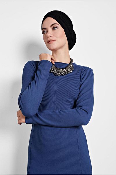 TRENDTESETTÜR Γυναικείο Πλεκτό Φόρεμα Navy Blue (INDIGO) 40047
