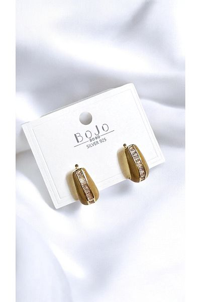 PETEK AKSESUAR 1.5 cm Stone Detailed Baguette Drop Earrings