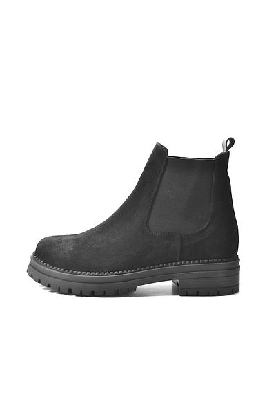 Onlo Ayakkabı Onlo Shoes DL.0087 Γνήσιο δέρμα Nubuck Mink & Μαύρη Χοντρή Σόλα Γυναικείες Μπότες