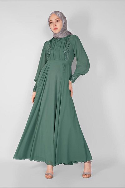 TRENDTESETTÜR 18725 Model rochie de seara cu margele brodate