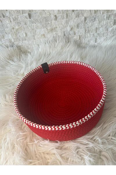Sarda Design 6-Seater Red Supla Bread Basket with Cover and Bow Detailed Basket.