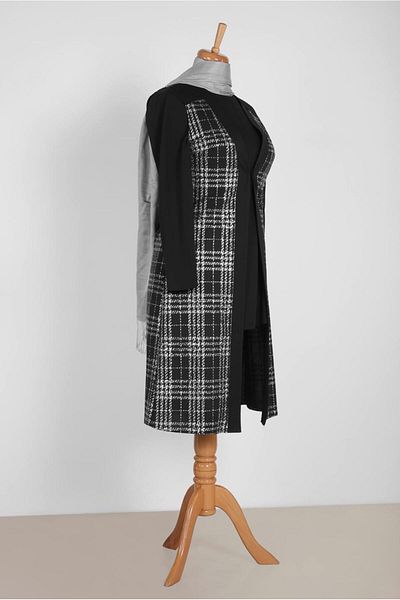 TRENDTESETTÜR Women's Gray Plaid 2-Piece Tunic 2856