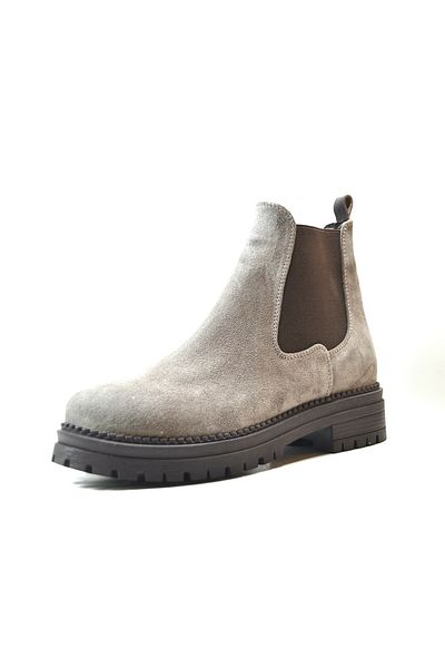 Onlo Ayakkabı Onlo Shoes DL.0087 Γνήσιο δέρμα Nubuck Mink & Μαύρη Χοντρή Σόλα Γυναικείες Μπότες