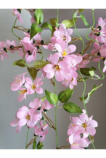 Ekozi Home Saksıda Yapay Çiçekli Sarkan Bitki Doğal Görünümlü 5 Dal 100 Cm