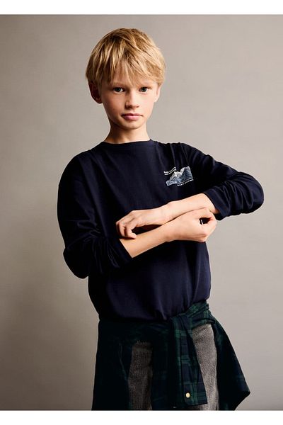 MANGO Kids Τύπωμα μακρυμάνικο μπλουζάκι
