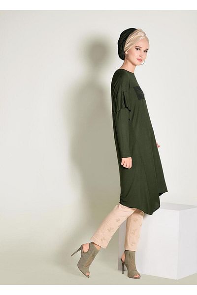TRENDTESETTÜR Asymmetrical Cut Stone Embroidered Tunic 4362