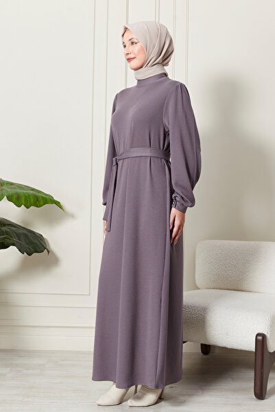 fistan Κοτλέ πλεκτό λεπτό βελούδινο ύφασμα με ζώνη ζωσμένο χειμωνιάτικο μισό λαιμό Πριγκίπισσα μανίκι Hijab