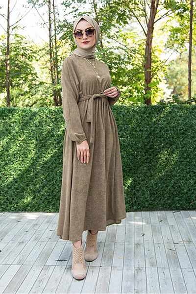 TRENDTESETTÜR Γυναικείο φόρεμα με μανσέτες με κορδόνια με βιζόν T 6066