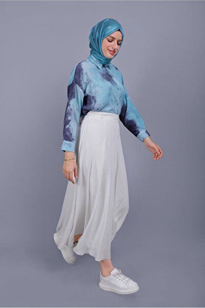 TRENDTESETTÜR Жіноча темно-синя (ІНДИГО) туніка з двоколірним візерунком 341