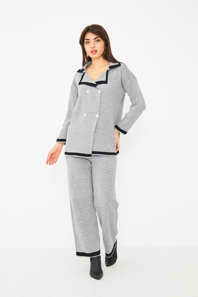 brako tekstil سترة نسائية بأربعة أزرار، طية صدر السترة، سترة صوفية من القماش،...