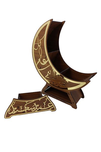 şamaksesuar Candy and Chocolate Happy New Year for Eid - Crescent Stand with Arabic Writing, Decoration and Drawer