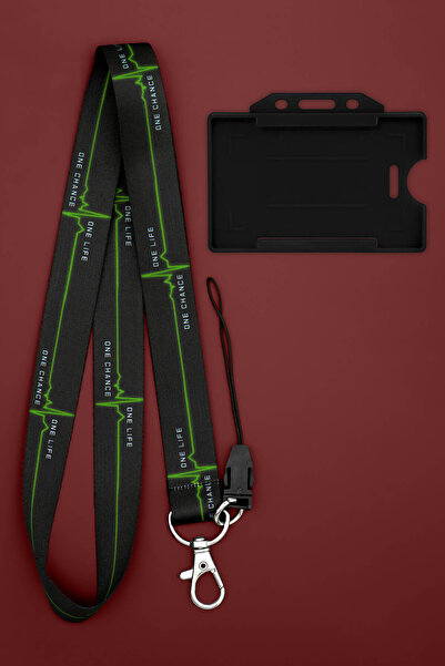 Apptakı Yeşil Kalp Atışı Ekg Boyun İpi Boyun Askı İpi Boyun Askısı ve Kartlık...