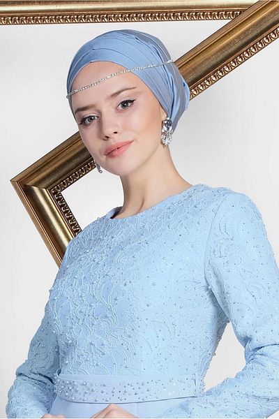 TRENDTESETTÜR Γυναικείο Μπλε (ICE BLUE) Πέτρινο Βραδινό Φόρεμα T 5474