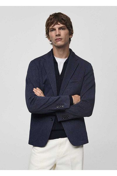 MANGO Man Μπουφάν Blazer με μοτίβο Houndstooth με λεπτή εφαρμογή