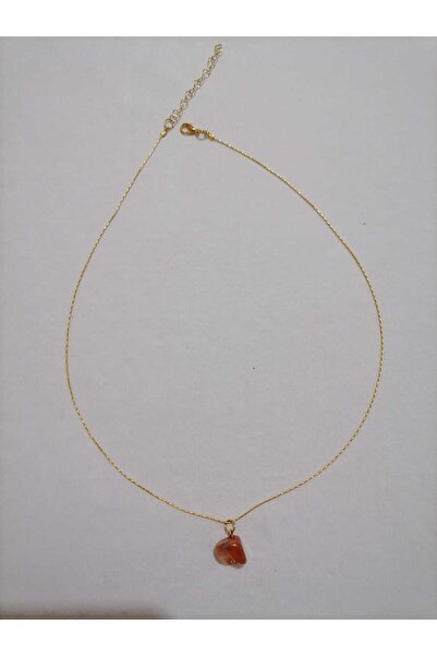 İNCİKEFAL Kadın Doğal Taş  Akik  Taşı  Altın Pirinç Kaplama Kolye