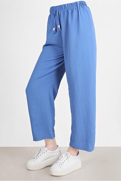 TRENDTESETTÜR Women's Navy Blue (NDIGO) Elastic Waist Trousers 3521