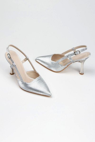 MFT AYAKKABI Women's Silver Patterned Evening Shoes