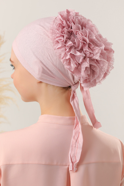 Melodi Scarf Hijab Women's Set of 3 Ruffled and Stitched Bonnet Powder