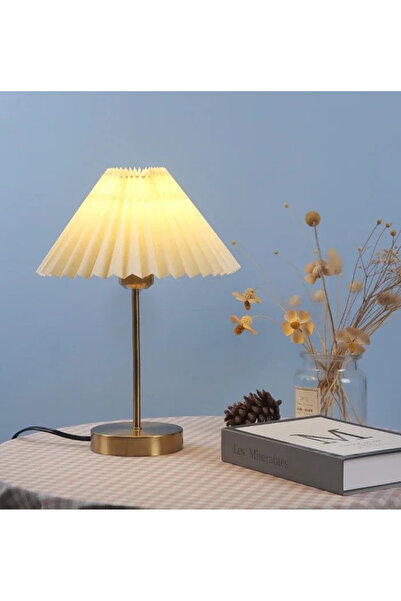 burenze Modern Tasarım Umbrella Abajur Eskitme Gold Krem Şapka Abajur Masa La...