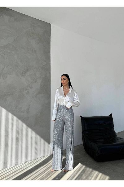 Rabury Butik Sequined Elastic Waist Trousers